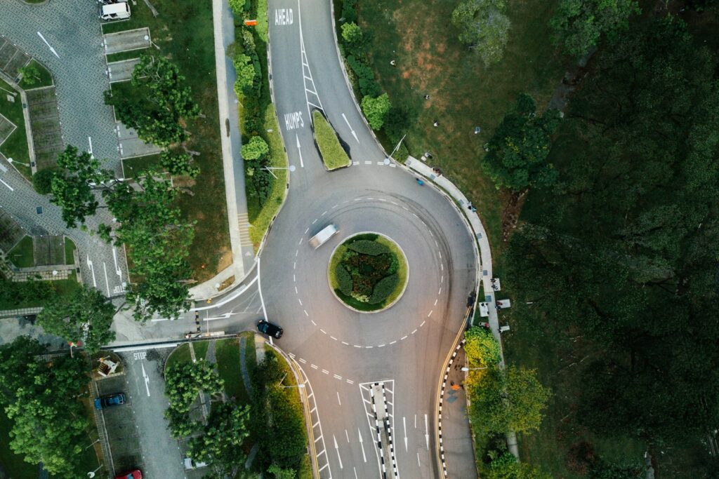 aerial photo of roads during daytime